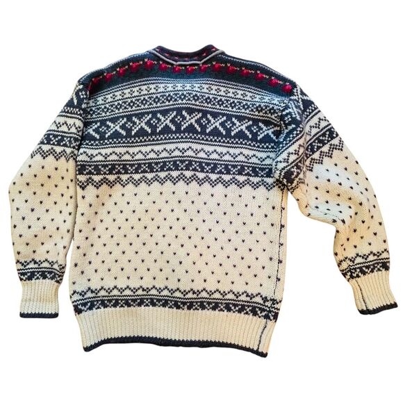 Vintage Fair Isle Nordic Sweater Size 38 Button Front Cardigan Wool Woodstock - Picture 15 of 15